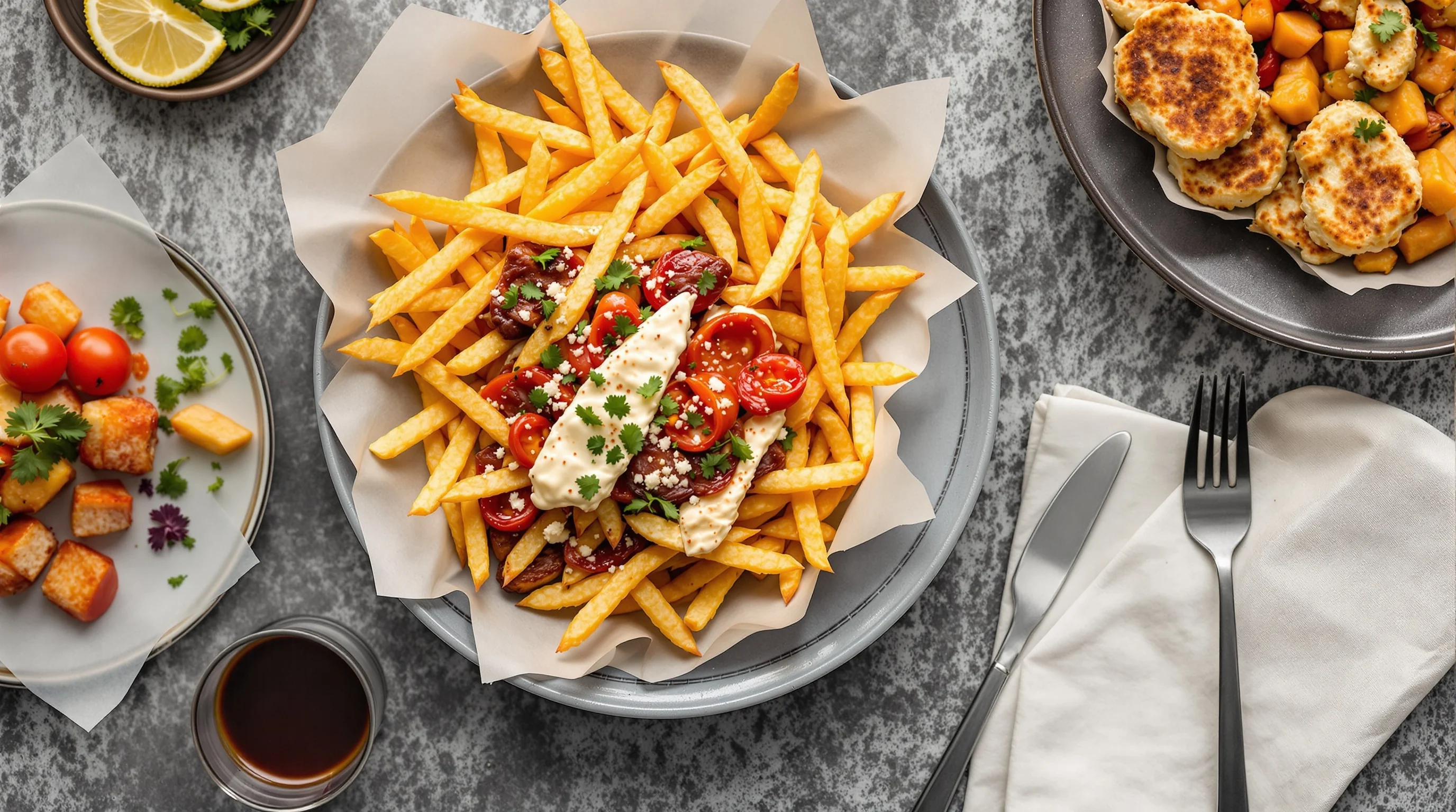 Before-and-after comparison of the same dish: original phone photo and AI-enhanced image