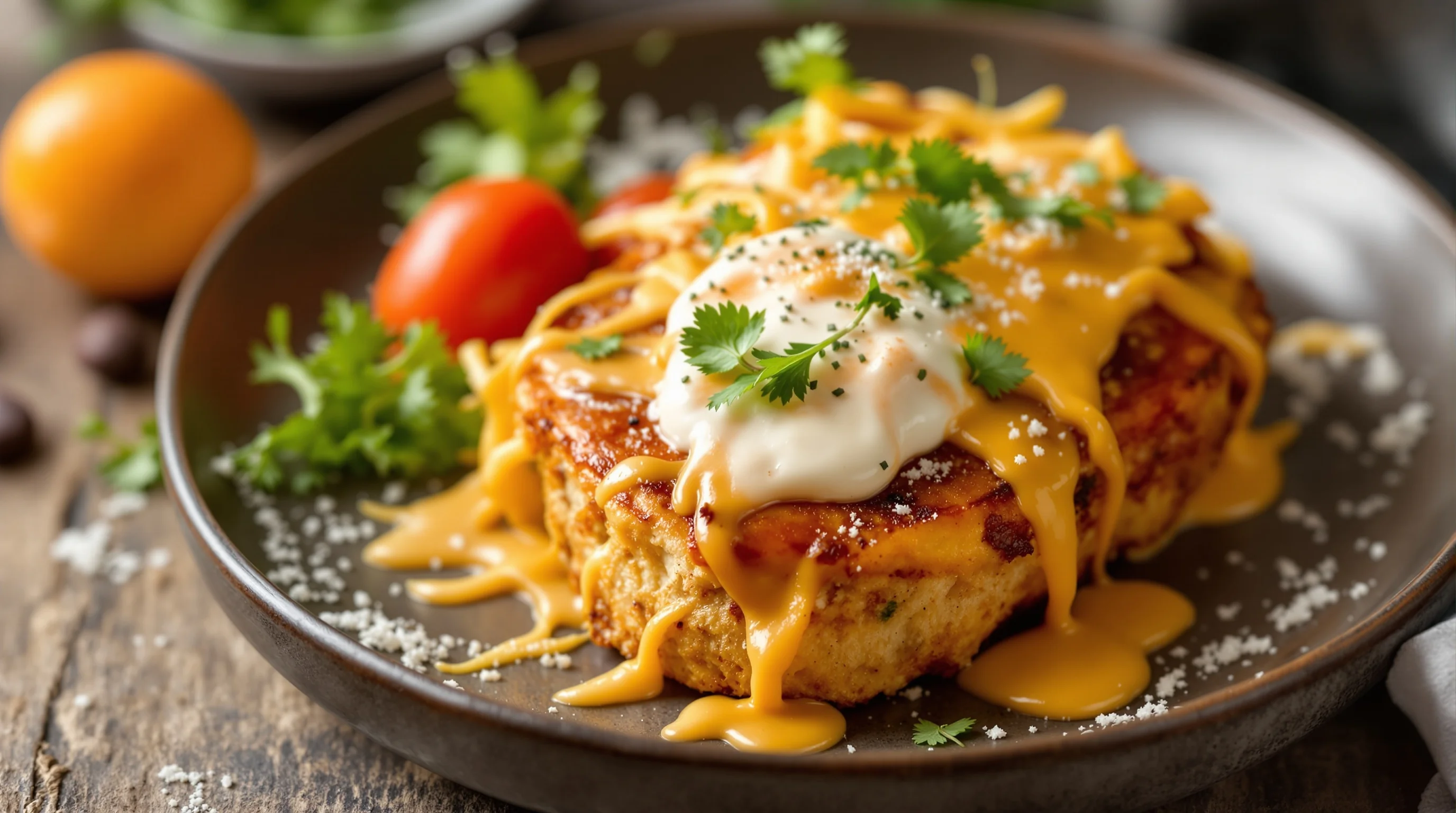 Professional food photographer shooting a plated dish in a bright studio with lighting and camera visible