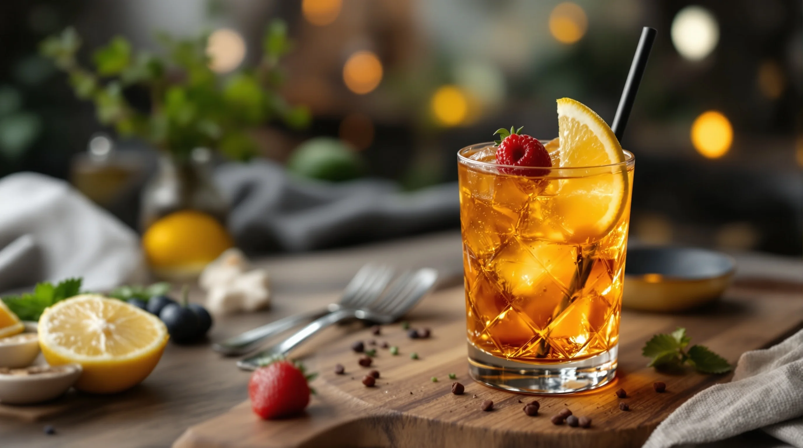 A glowing cocktail on an LED coaster, photographed for social media