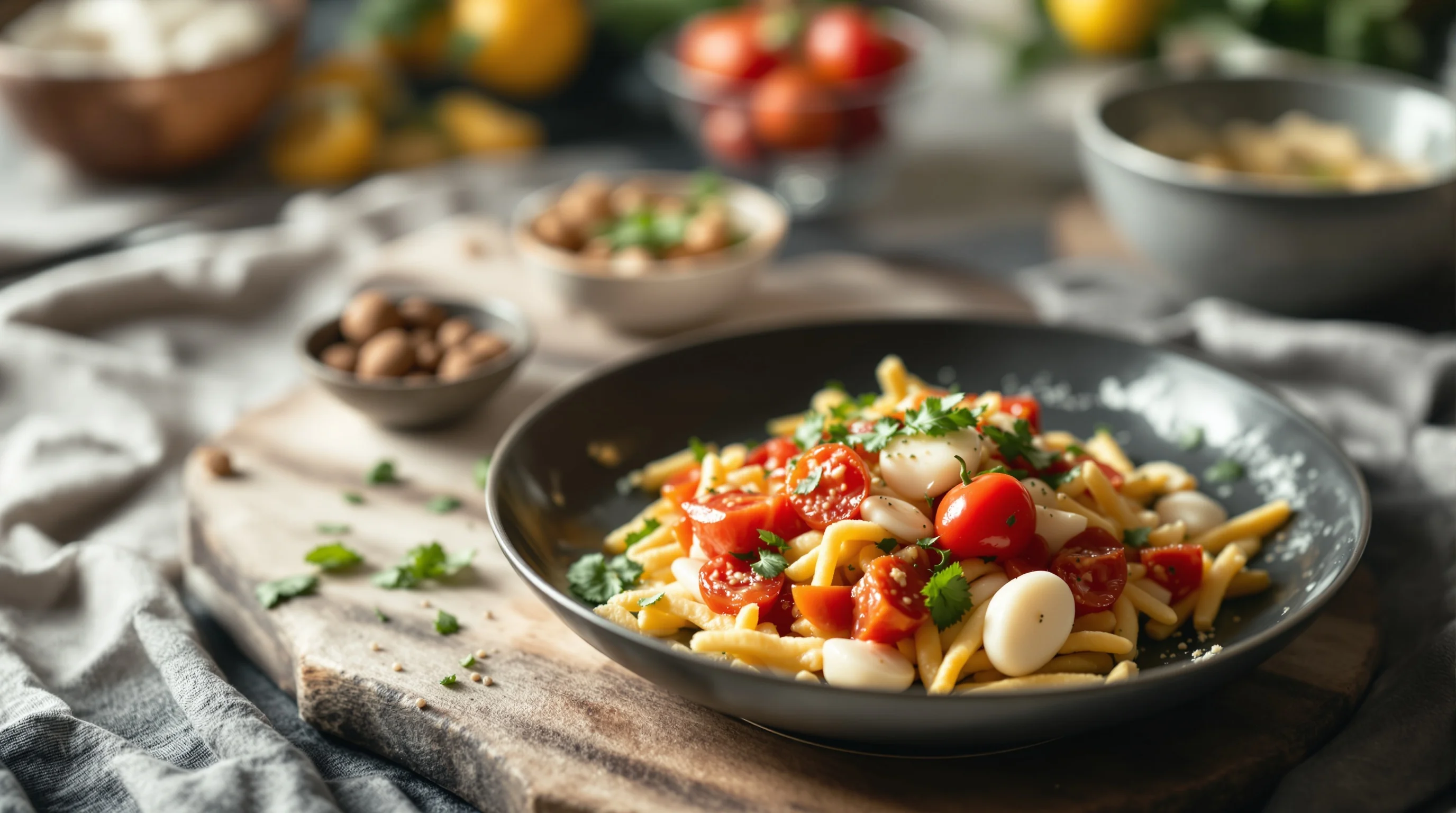 Close-up showing textured elements and glossy sauce on a plated dish