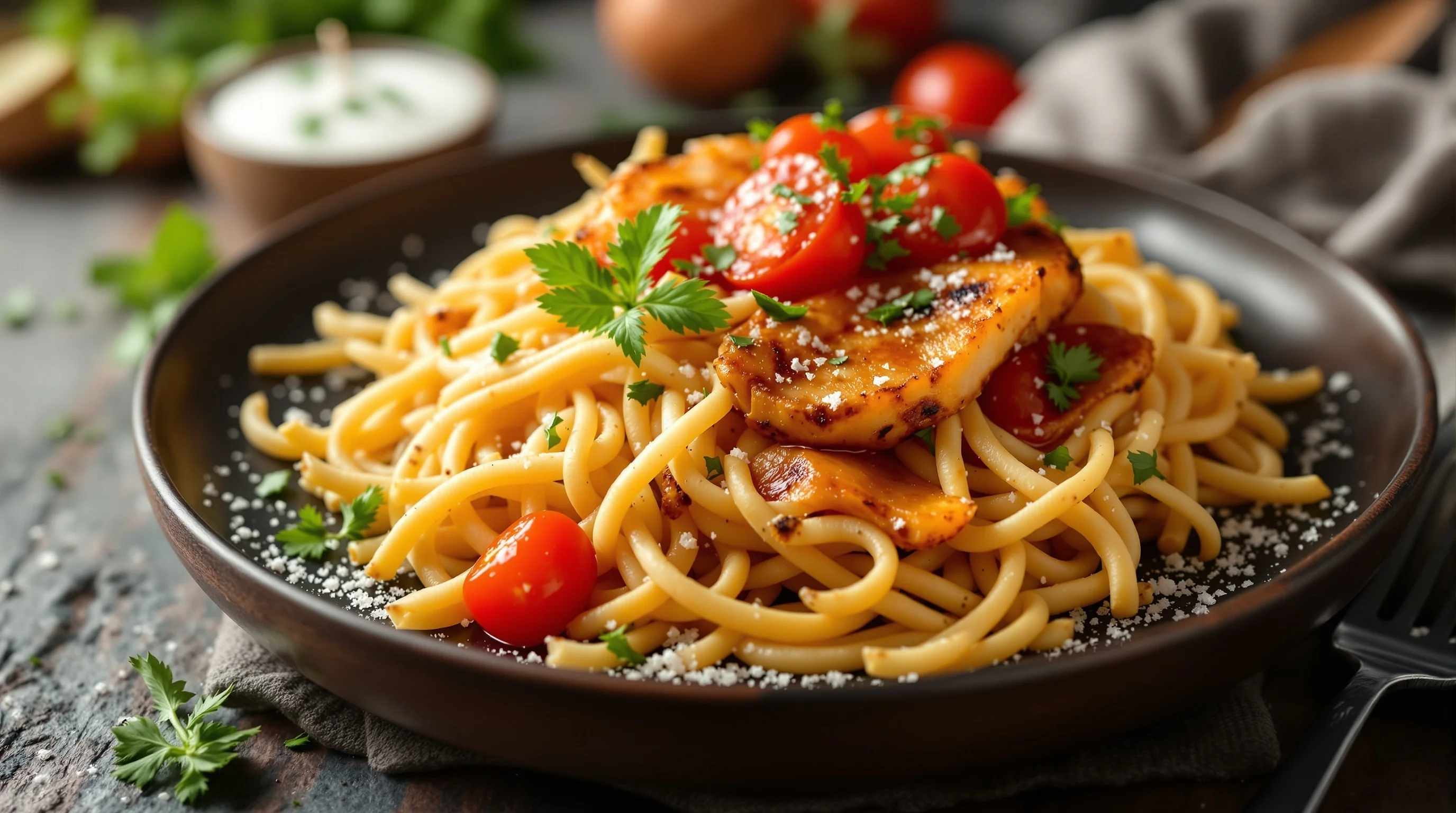 A photographer using a tripod to capture an overhead shot of a plated dish