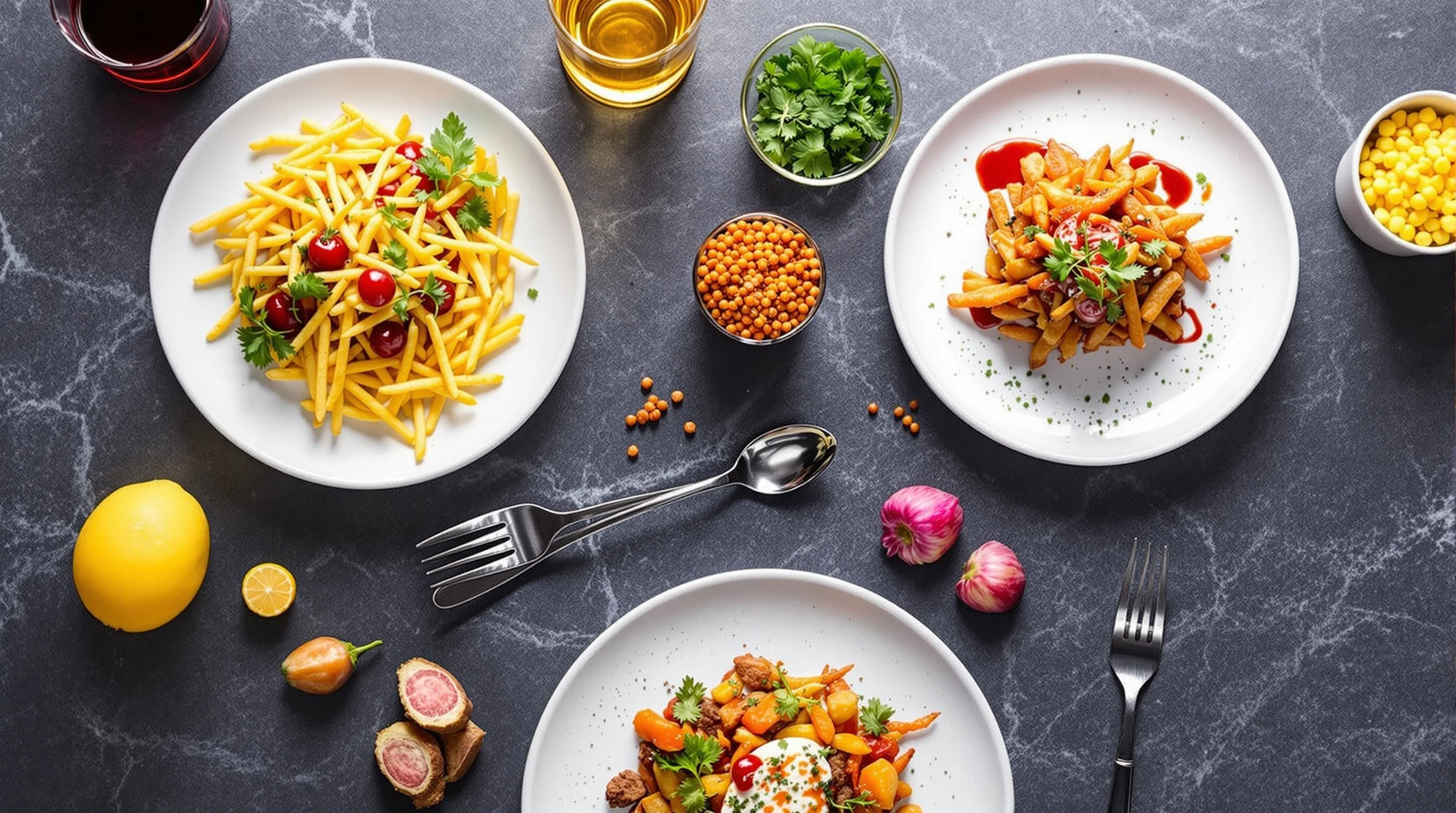 Grid showing multiple styles generated by AI for the same dish